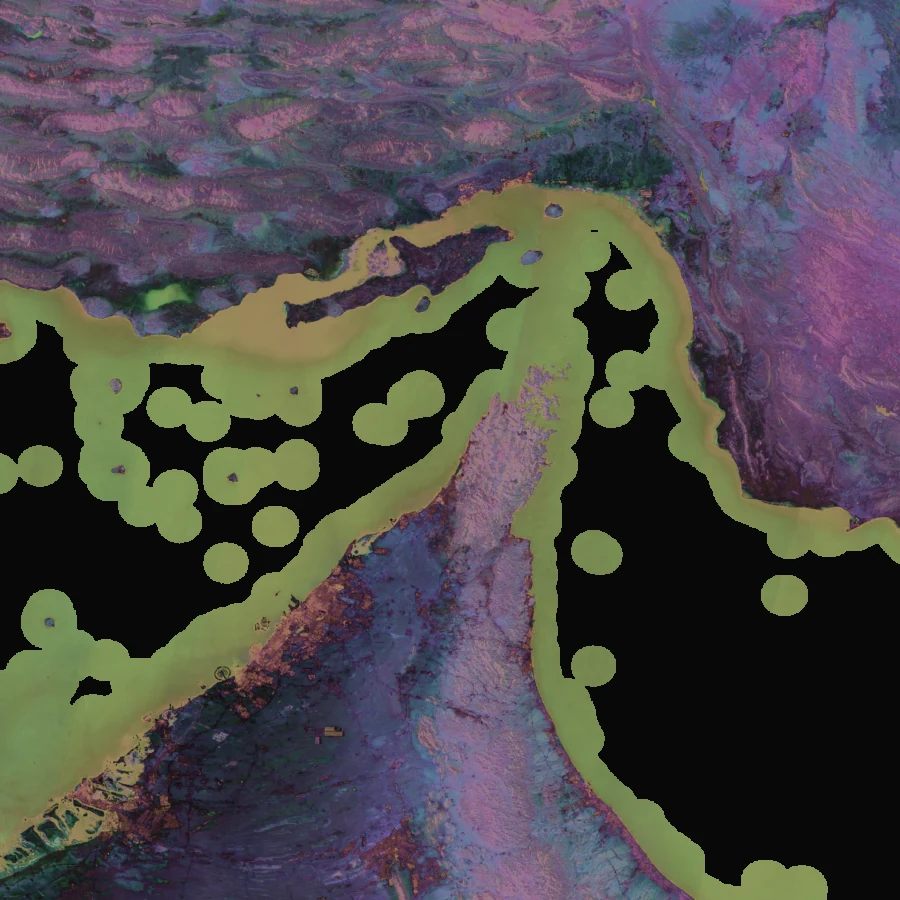 Satellite embedding field over Hormuz, 2022 baseline